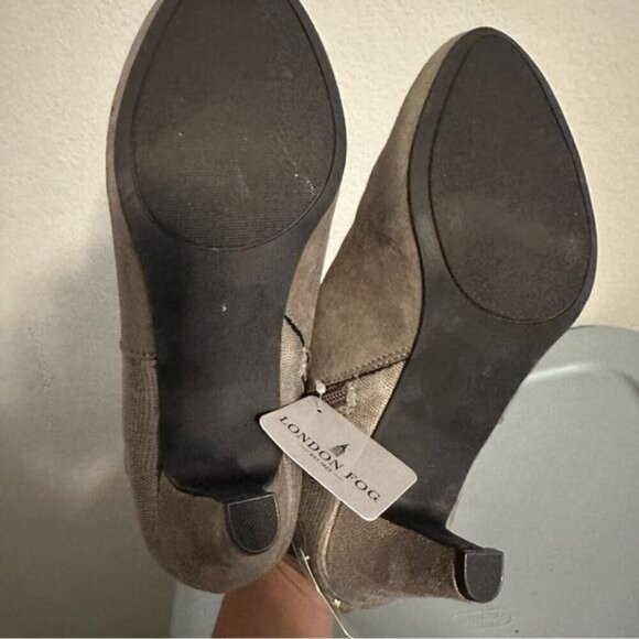 London Fog Birch Leather Ankle Boot Gray Beige Women 8.5 Stiletto Heel Shoes - Picture 10 of 11